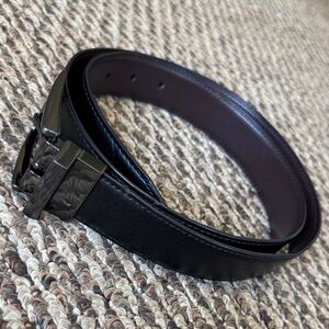 Nike Black Brown Reversible Leather Belt with Silver Buckle